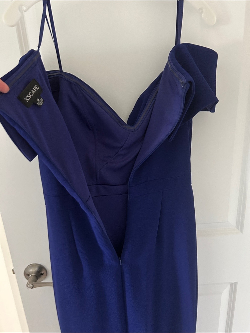 Xscape Royal Blue Off-Shoulder Ruffle Maxi Dress - Picture 6 of 6